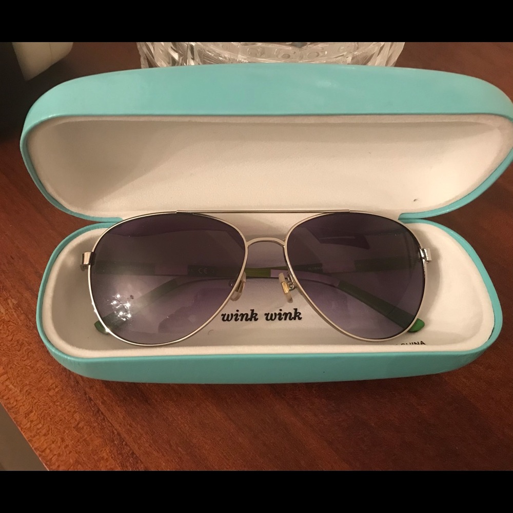 Kate spade silver and navy sunglasses.